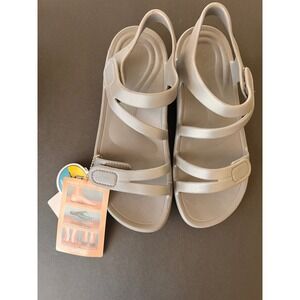 Aetrex Jillian Sport Grey Metallic Orthotic Water Friendly Sandals Womens 10 NEW